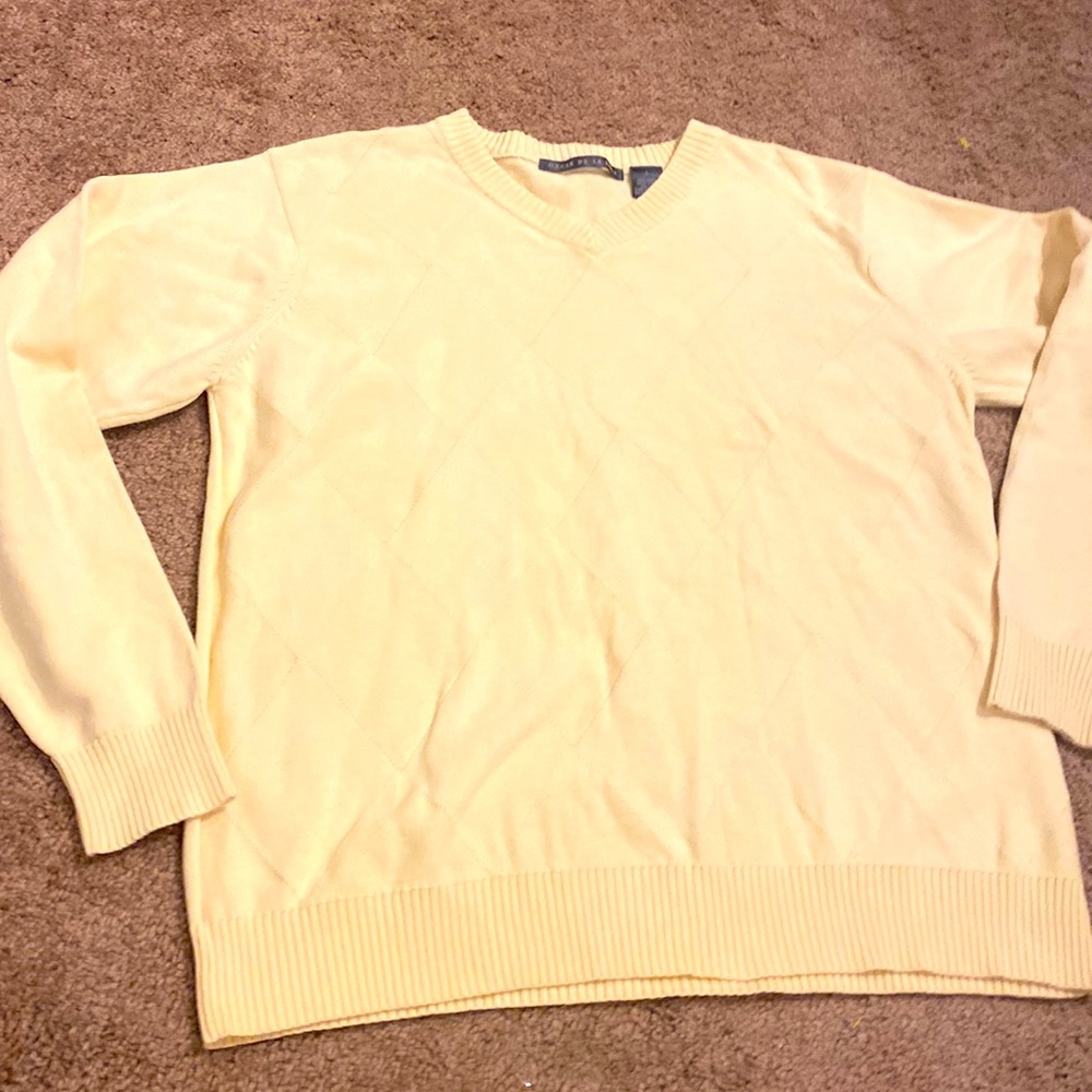 Men’s OSCAR DE LA RENTA pale yellow v neck sweater Sz L large